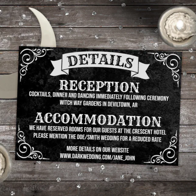Gothic Vintage Witchy Details Wedding Note Card | Zazzle