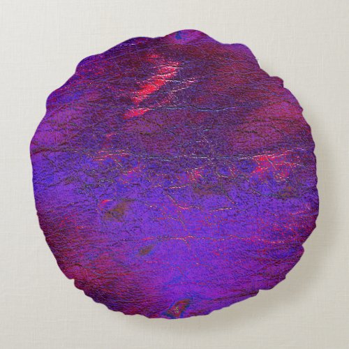 Gothic violet to red  enlarged leather stained     round pillow