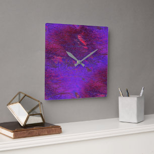 Gothic violet to red enlarged leather stained square wall clock