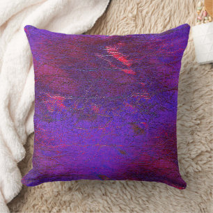 Gothic violet to red enlarged leather stained throw pillow