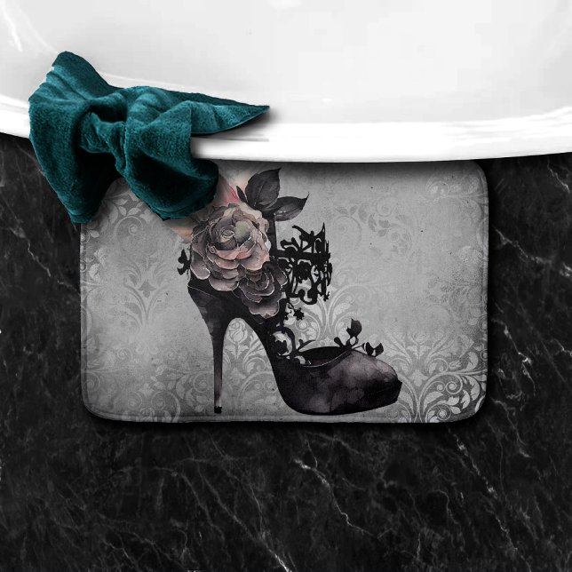 Gothic Vogue | Muted Pastel Rose Fashion Stiletto Bath Mat (Creator Uploaded)