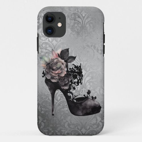 Gothic Vogue  Muted Pastel Rose Fashion Stiletto iPhone 11 Case