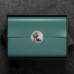 Gothic Vogue Muted Pastel Rose Fashion Stiletto Classic Round Sticker