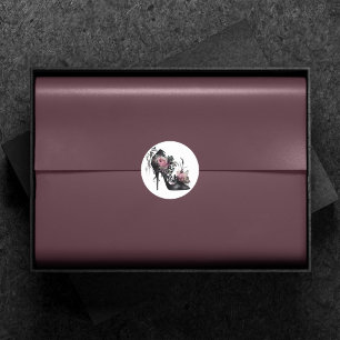 Gothic Vogue Muted Pastel Rose Fashion Stiletto Classic Round Sticker
