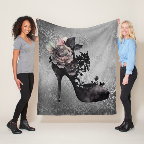 Gothic Vogue  Muted Pastel Rose Fashion Stiletto Fleece Blanket