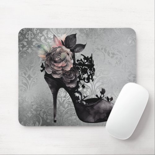 Gothic Vogue  Muted Pastel Rose Fashion Stiletto Mouse Pad