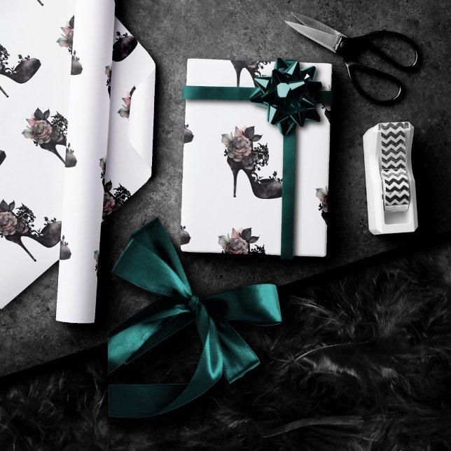 Gothic Vogue | Muted Pastel Rose Fashion Stiletto Wrapping Paper (Creator Uploaded)