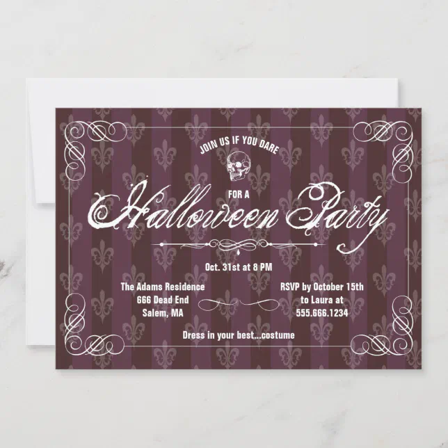 Gothic Wallpaper Halloween Party Invitation | Zazzle