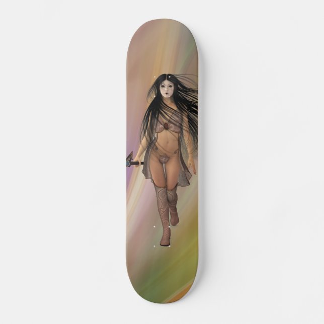 Gothic Warrior woman art Skateboards (Front)