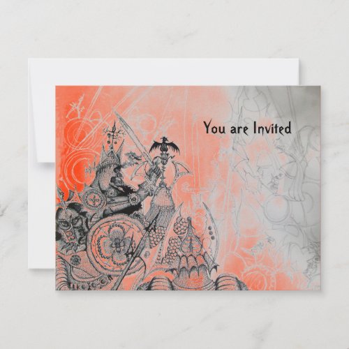 GOTHIC WARRIORS  black white and red Invitation