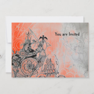 GOTHIC WARRIORS , black, white and red Invitation