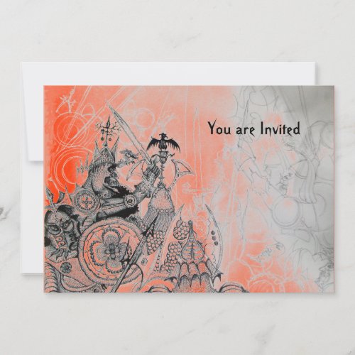 GOTHIC WARRIORS  black white and red Invitation