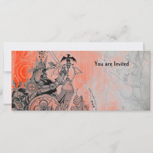 GOTHIC WARRIORS  black white and red Invitation