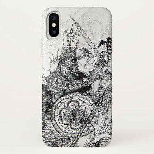 GOTHIC WARRIORS Black White Fantasy iPhone X Case