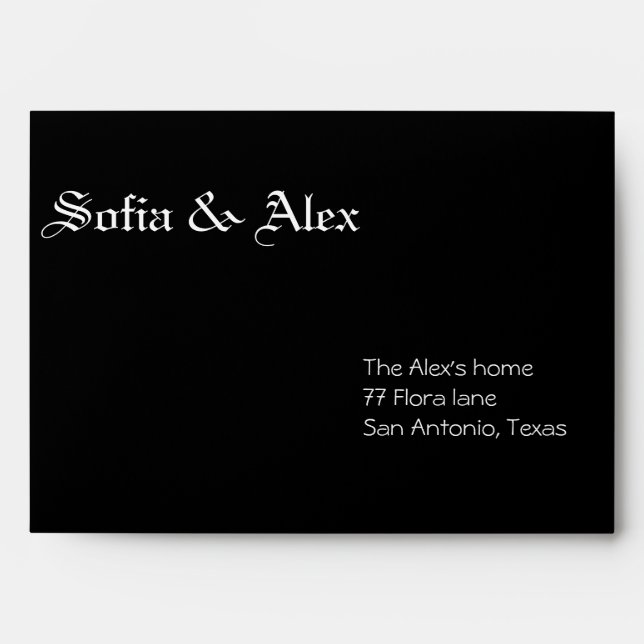 Gothic watercolor floral black wedding  envelope (Front)