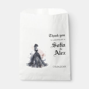 Gothic watercolor floral black wedding  favor bag
