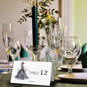 Gothic watercolor floral black wedding  place card