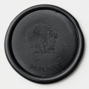 Gothic watercolor floral black wedding wax seal sticker