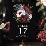 Gothic Watercolor Raven Floral Wedding Table Number<br><div class="desc">Celebrate your special day with this Gothic Watercolor Raven Floral Wedding design. This design features a watercolor illustration of a raven perched on a bouquet of flowers. Items are printed exactly as they appear on your screen when you add to the cart, so personalize and add each table number that...</div>