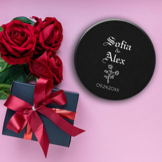Gothic watercolor roses black wedding mini candle favors