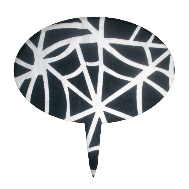 Gothic Web Velocity Bold Black and White Designer  Cake Topper (Front)
