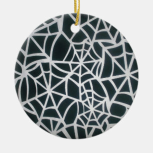 Gothic Web Velocity Bold Black and White Designer Ceramic Ornament