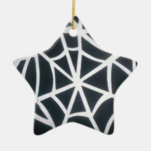 Gothic Web Velocity Bold Black and White Designer  Ceramic Ornament
