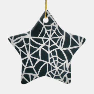 Gothic Web Velocity Bold Black and White Designer  Ceramic Ornament