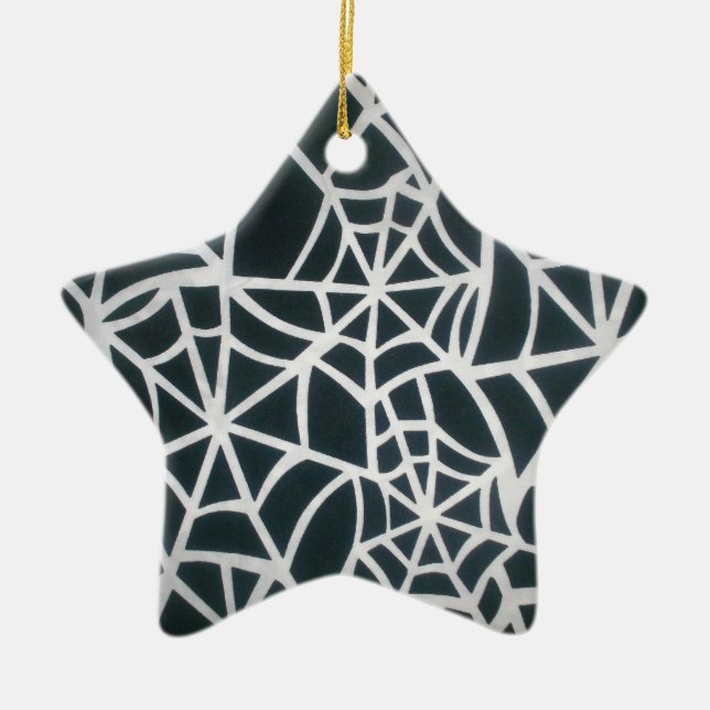 Gothic Web Velocity Bold Black and White Designer  Ceramic Ornament (Front)