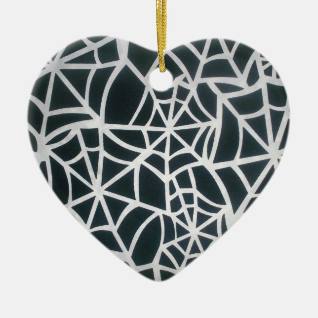 Gothic Web Velocity Bold Black and White Designer  Ceramic Ornament (Front)