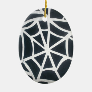 Gothic Web Velocity Bold Black and White Designer  Ceramic Ornament