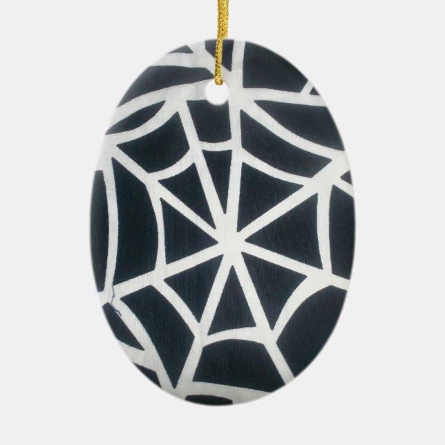 Gothic Web Velocity Bold Black and White Designer  Ceramic Ornament (Front)