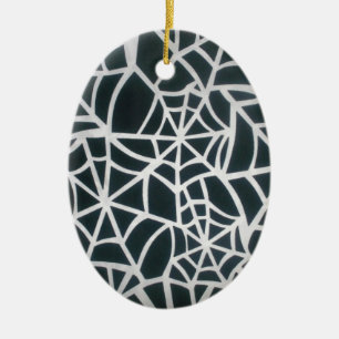 Gothic Web Velocity Bold Black and White Designer Ceramic Ornament