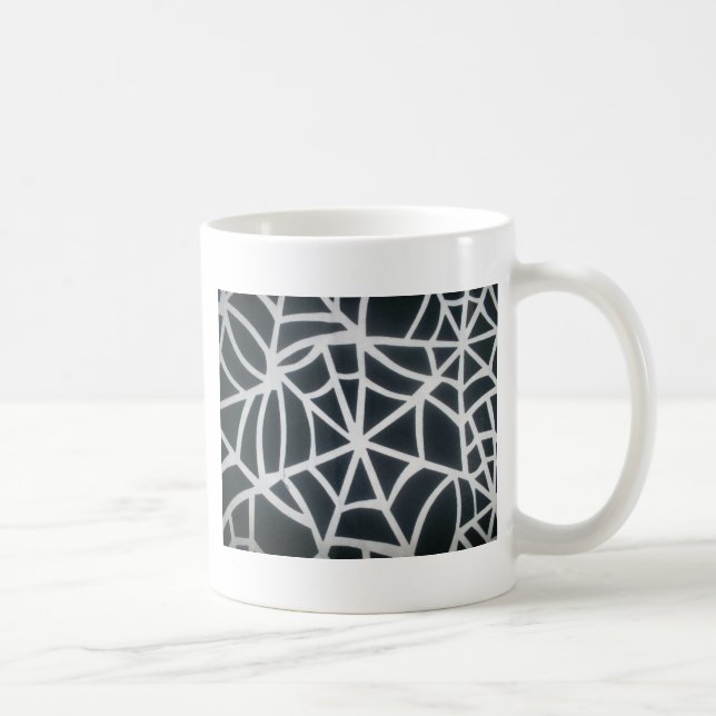 Gothic Web Velocity Bold Black and White Designer  Coffee Mug (Right)