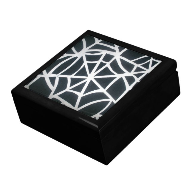 Gothic Web Velocity Bold Black and White Designer  Jewelry Box (Side)