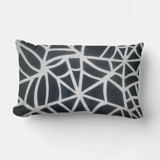 Gothic Web Velocity Bold Black and White Designer  Lumbar Pillow (Front)