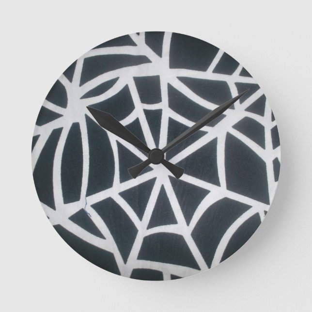 Gothic Web Velocity Bold Black and White Designer  Round Clock (Front)
