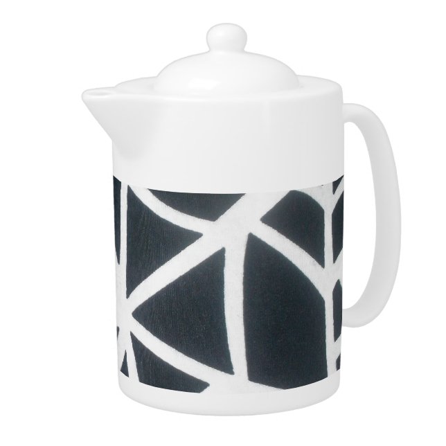 Gothic Web Velocity Bold Black and White Designer  Teapot (Right)
