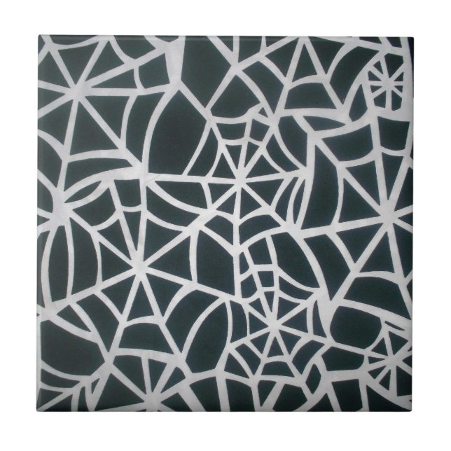 Gothic Web Velocity Bold Black and White Designer  Tile (Front)