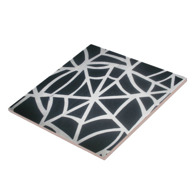 Gothic Web Velocity Bold Black and White Designer  Tile (Side)