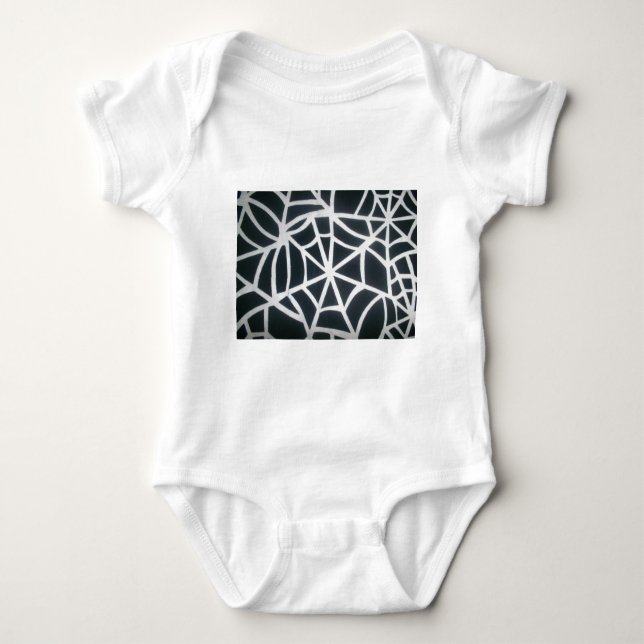Gothic Web Velocity Bold Black and White Spider We Baby Bodysuit (Front)