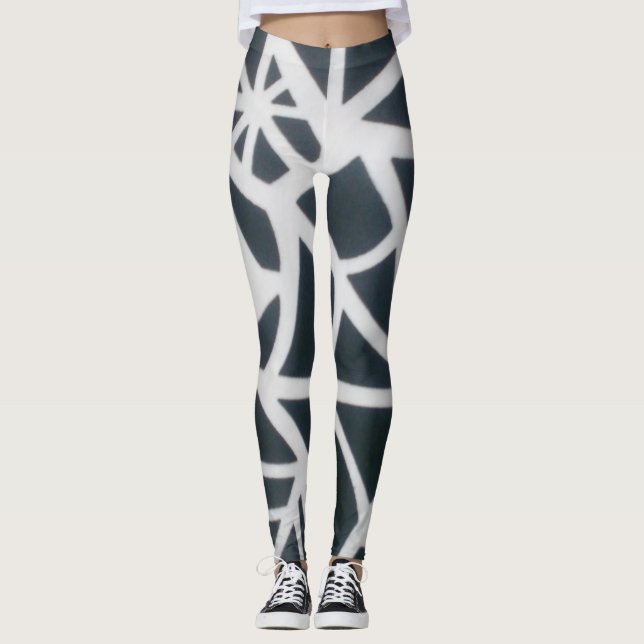 Gothic Web Velocity Bold Black and White Spider We Leggings (Front)