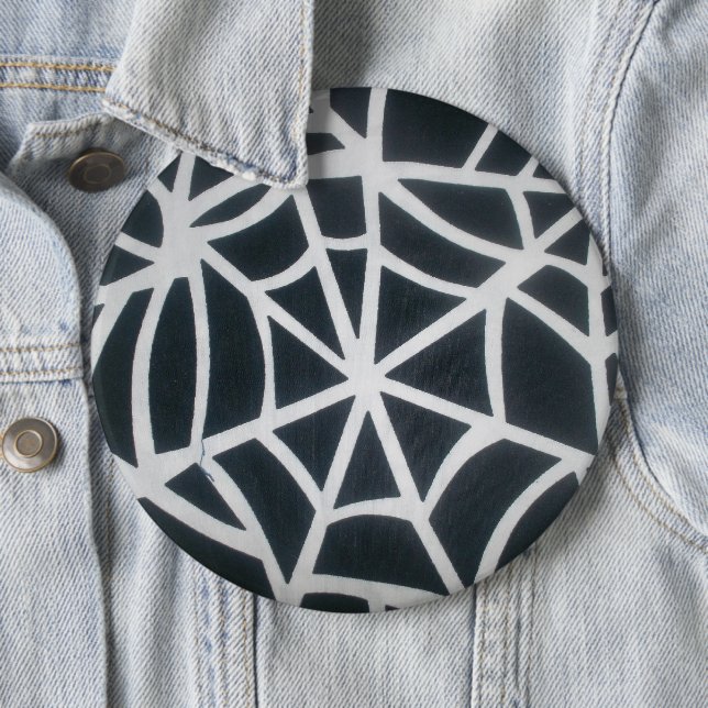 Gothic Web Velocity Bold Black White Spider Web De Button (In Situ)