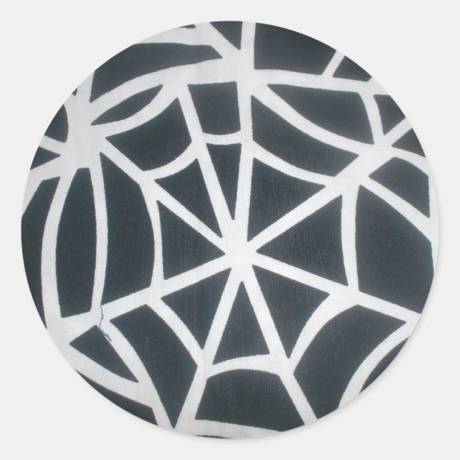 Gothic Web Velocity Bold Black White Spider Web De Classic Round Sticker (Front)