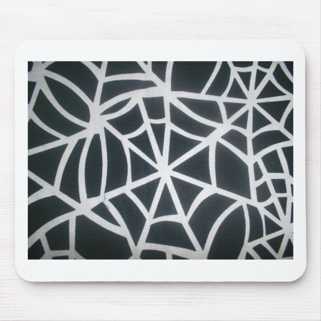 Gothic Web Velocity Bold Black White Spider Web De Mouse Pad (Front)