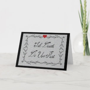 Gothic Wedding Anniversary Valentine Til Death Letterpress Thank You Card
