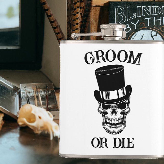 Gothic Wedding Bachelor Party Groom Custom Skull  Flask (Creator Uploaded)