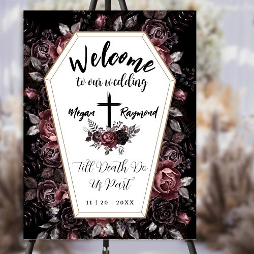 Gothic Wedding Black Dark Coffin Welcome Sign