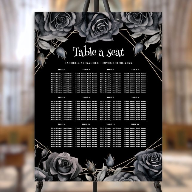 Gothic Wedding Black Floral Gothic Table Seating Foam Board (Creator Uploaded)