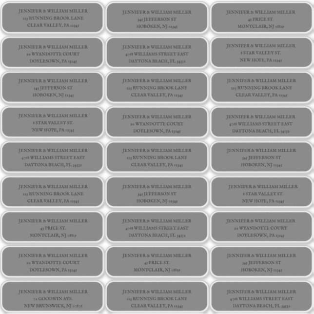 Gothic Wedding Black on Gray Guest Address Sticker (Front)